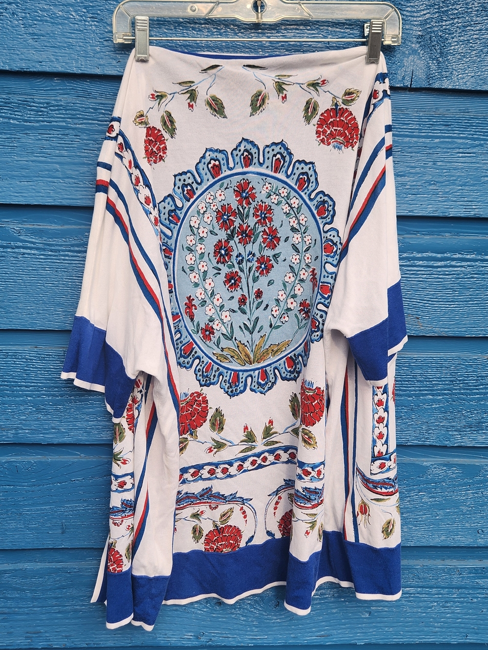 Escada White, Blue & Red Floral Open Cardigan - Picture 9 of 10
